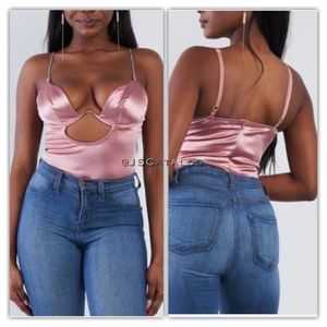 NEW Blush Pink Satin Women Bodysuit - Size 3XL